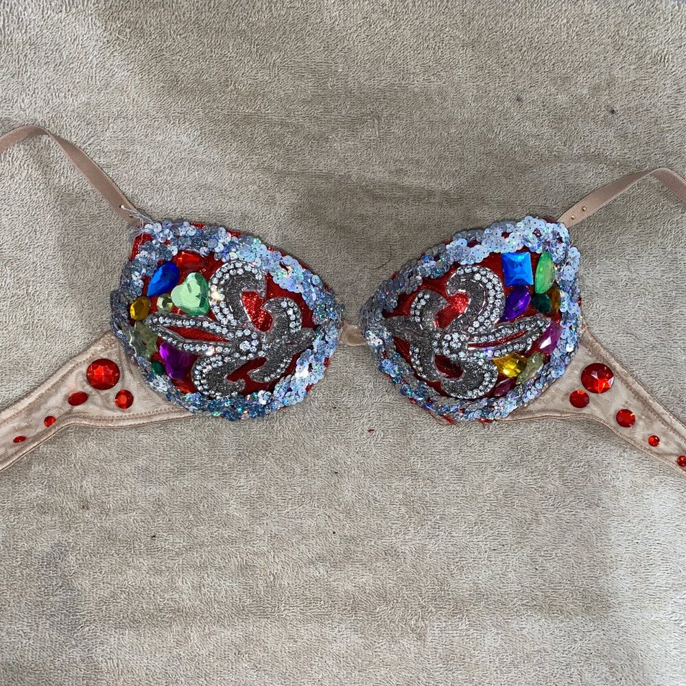 Vassarette Jeweled Festival Rave Bra 34B | Burlesque Dance Costume Top
